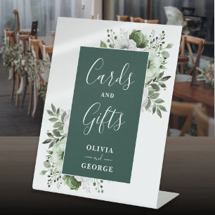 Emerald Green Elegant Floral Cards And Gifts Pedestal Sign