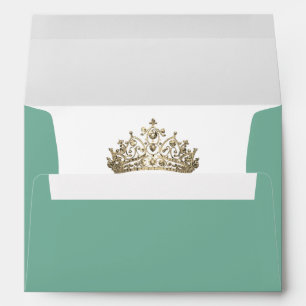 Emerald Green Elegant Gold Crown Royal Princess   Envelope