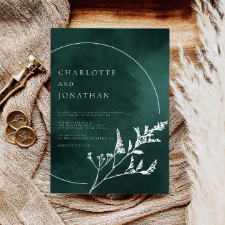 Emerald Green Elegant Greenery Wedding Invitation