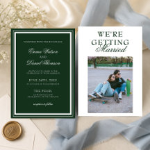 Emerald Green Elegant Minimalist Photo Wedding
