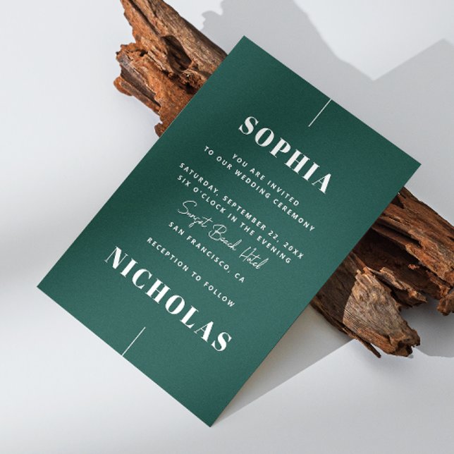 Emerald green Elegant minimalist wedding QR Code Invitation (Creator Uploaded)