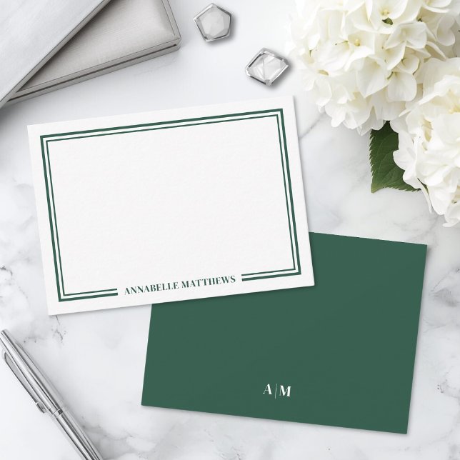 Emerald Green Elegant Monogram Card (Emerald Green Elegant Monogram Note Card)