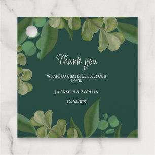 Emerald green Elegant rustic greenery leaves lush Favour Tags