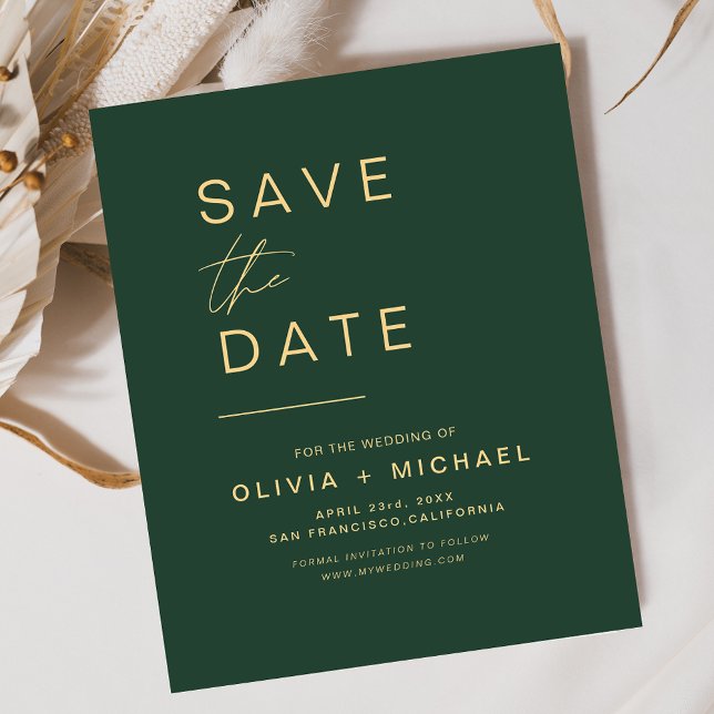 Emerald Green Elegant Save the Date Minimalist  (Creator Uploaded)