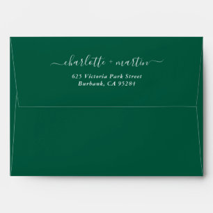 Emerald Green Elegant Script Wedding Envelope
