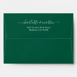 Emerald Green Elegant Script Wedding Envelope