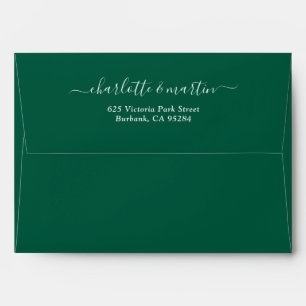 Emerald Green Elegant Script Wedding Envelope