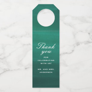 Emerald green elegant simple wedding thank you bottle tag
