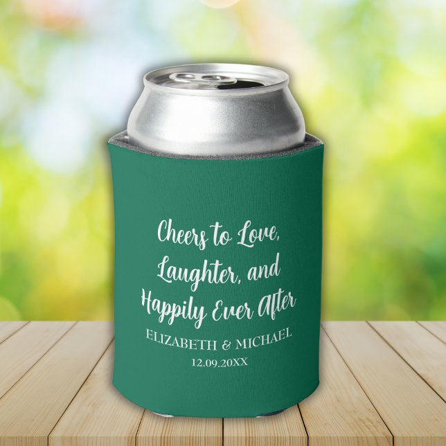 Emerald Green Elegant Wedding Cheers to Love Can Cooler (Emerald Green Elegant Wedding Cheers to Love Can Cooler)