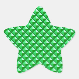 Emerald green, enamel look, studded grid star sticker
