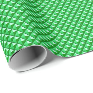 Emerald green, enamel look, studded grid wrapping paper