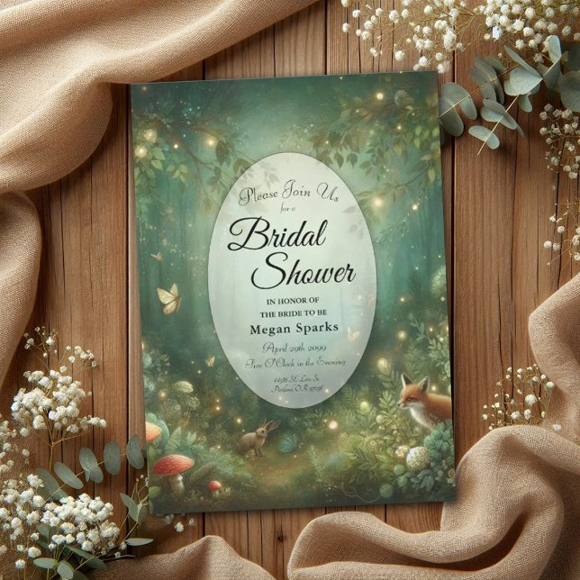 Emerald Green Enchanted Forest Bridal Shower Invitation (Creator Uploaded)