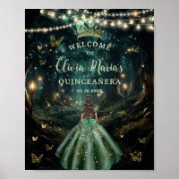 Emerald Green Enchanted Forest Quinceañera Welcome