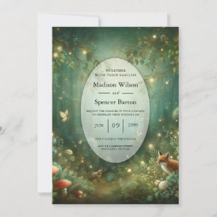 Emerald Green Enchanted Forest Wedding Invitation