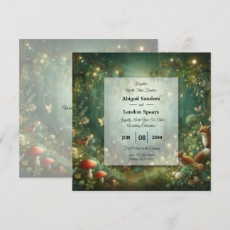 Emerald Green Enchanted Forest Wedding Invitation