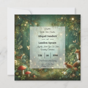 Emerald Green Enchanted Forest Wedding Invitation