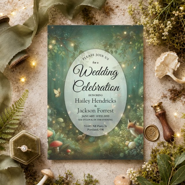 Emerald Green Enchanted Forest Wedding Invitation (Creator Uploaded)