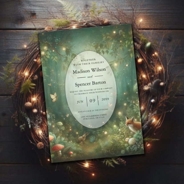 Emerald Green Enchanted Forest Wedding Invitation (Creator Uploaded)
