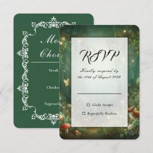 Emerald Green Enchanted Forest Wedding RSVP Card