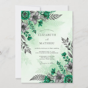 Emerald Green Enchanting Woodland Wedding Invitation