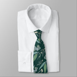 Emerald Green Eucalyptus Greenery Pattern Tie