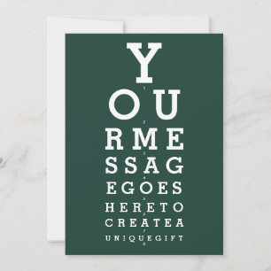 Emerald Green Eyesight Chart Custom Message Invitation