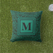 Emerald Green Family Monogram Botanical Pattern