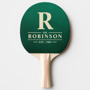 Emerald Green Family Name & Initial Ping Pong Paddle