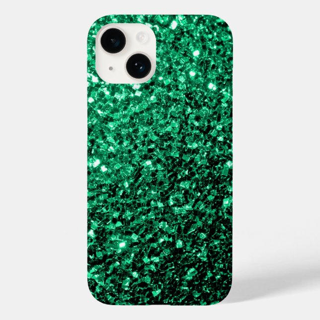 Emerald Green faux glitter sparkles Case-Mate iPhone Case (Back)