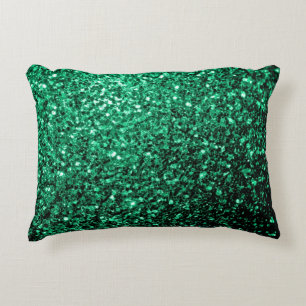 Emerald Green faux glitter sparkles Decorative Cushion