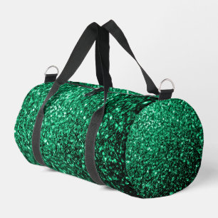 Emerald green faux glitter sparkles duffle bag