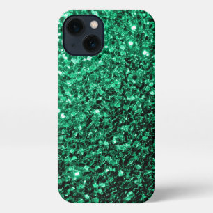 Emerald Green faux glitter sparkles iPhone 13 Case