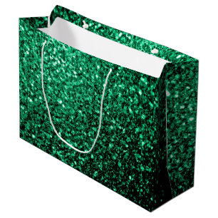 Emerald Green faux glitter sparkles Large Gift Bag