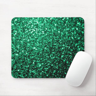 Emerald Green faux glitter sparkles Mouse Mat