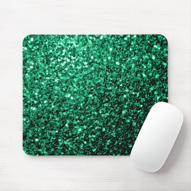 Emerald Green faux glitter sparkles Mouse Mat (With Mouse)