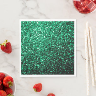 Emerald Green faux glitter sparkles Napkin