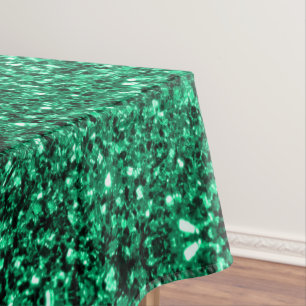 Emerald Green faux glitter sparkles Tablecloth