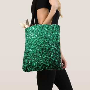 Emerald Green faux glitter sparkles Tote Bag