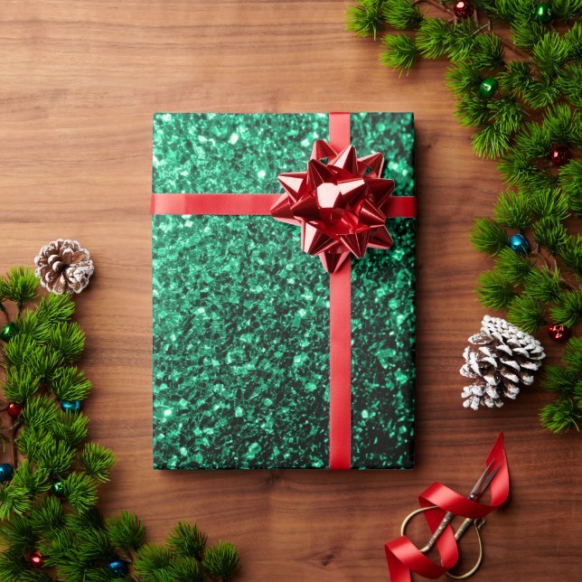Emerald Green faux glitter sparkles Wrapping Paper (Holiday Gift)