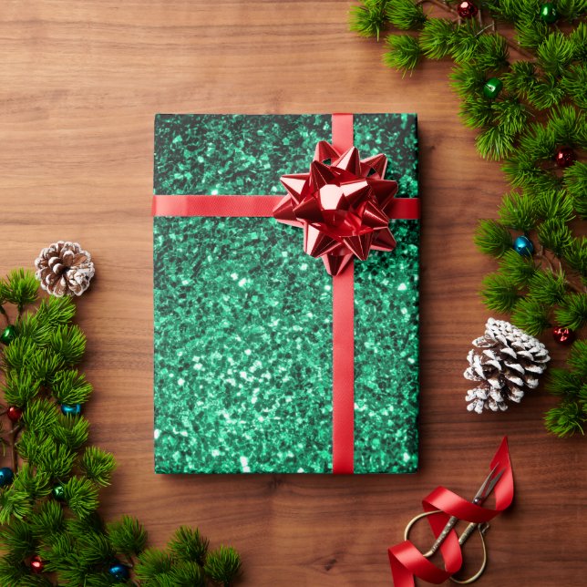Emerald Green faux glitter sparkles Wrapping Paper (Holiday Gift)