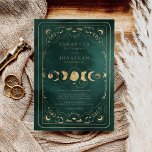 Emerald Green & Faux Gold Tarot Celestial Wedding Invitation<br><div class="desc">Emerald Green & Faux Gold Tarot Celestial Wedding Invitation</div>