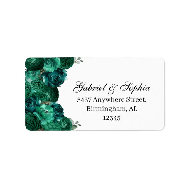 Emerald Green Floral Address Label (Front)
