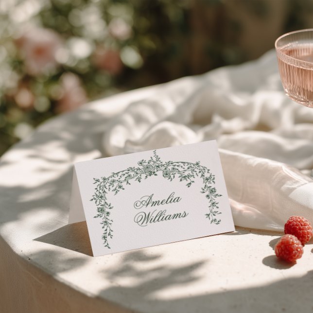 Emerald Green Floral Boho Chic Wedding Place Cards (Creator Uploaded)