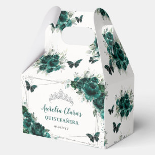Emerald Green Floral Butterflies Birthday Gable Favour Box