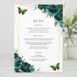 Emerald Green Floral Butterflies Quinceanera  Programme<br><div class="desc">Designed to co-ordinate with our Emerald Green Floral collection, this elegant menu features watercolor emerald green flowers and butterflies. Personalise it with your own wording and details easily and quickly, simply press the customise it button to further re-arrange and format the style and placement of the text. Double sided. Great...</div>