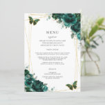 Emerald Green Floral Butterflies Quinceanera  Programme<br><div class="desc">Designed to co-ordinate with our Emerald Green Floral collection, this elegant menu features watercolor emerald green flowers and butterflies. Personalise it with your own wording and details easily and quickly, simply press the customise it button to further re-arrange and format the style and placement of the text. Double sided. Great...</div>