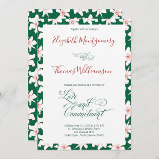 Emerald Green Floral Commitment Ceremony Invitation