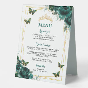 Emerald Green Floral Double-Sided Food Bar Menu