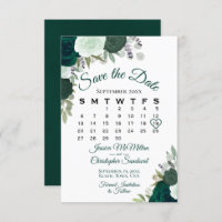 Emerald Green Floral Elegant Boho Wedding Calendar