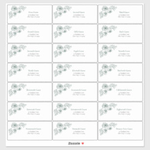 Emerald Green Floral Line Art Guest Address